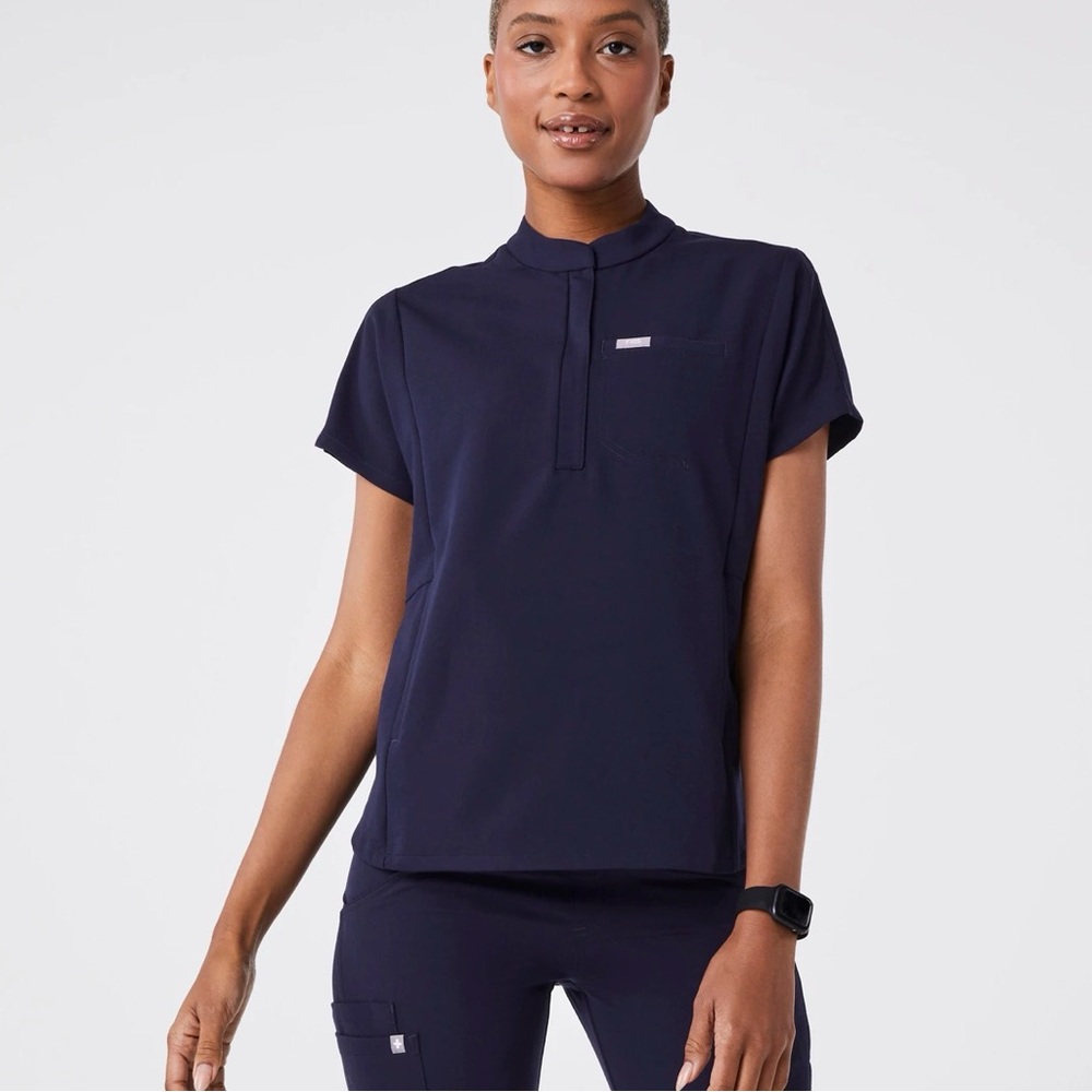 Figs Navy Montex Scrub Top